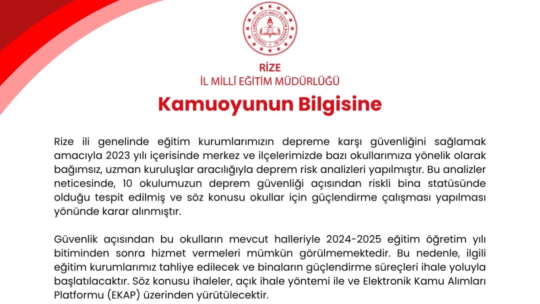 KAMUOYUNA ÖNEMLİ DUYURUDUR..